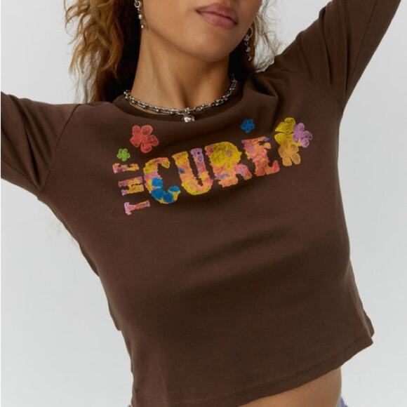 NWT Daydreamer The Cure Flower of Love Shrunken Long Sleeve | Chocolate XS - Picture 1 of 4